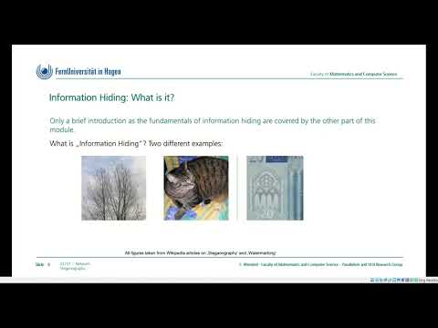 01731, Network Steganography, Chapter 1 (Introduction), Class at FernUniversität in Hagen