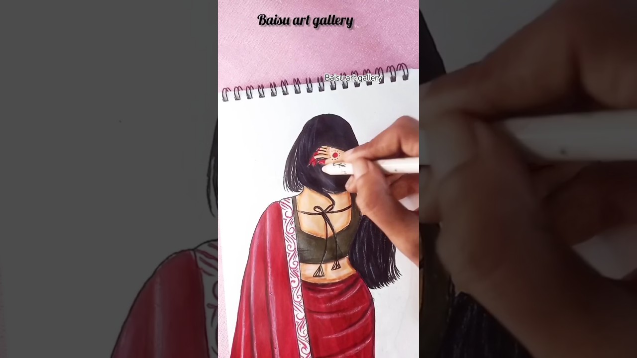 Every saree tells a new story 💝|Bengali girl drawing|#shorts #ytshorts #youtubeshorts #girldrawing