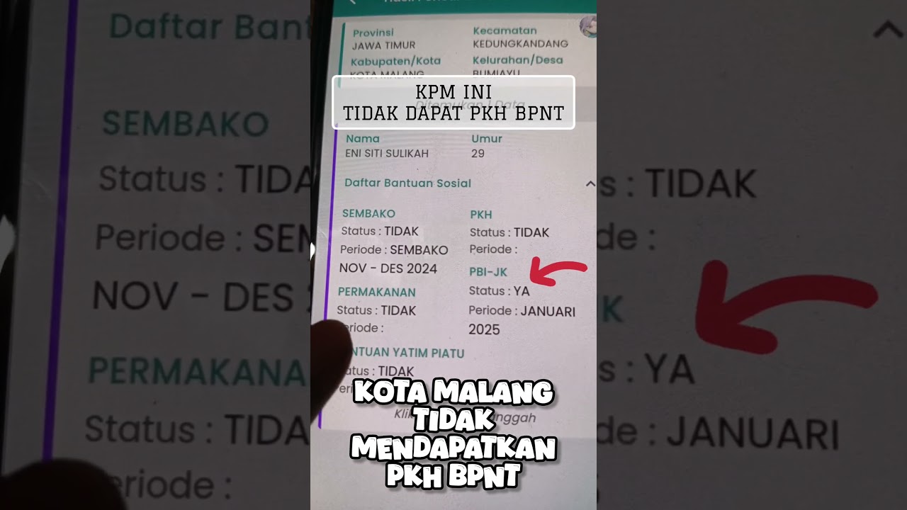 Setelah di cek, KPM ini tidak mendapatkan bansos PKH dan BPNT, hanya mendapatkan PBIJK  #pkh #bpnt