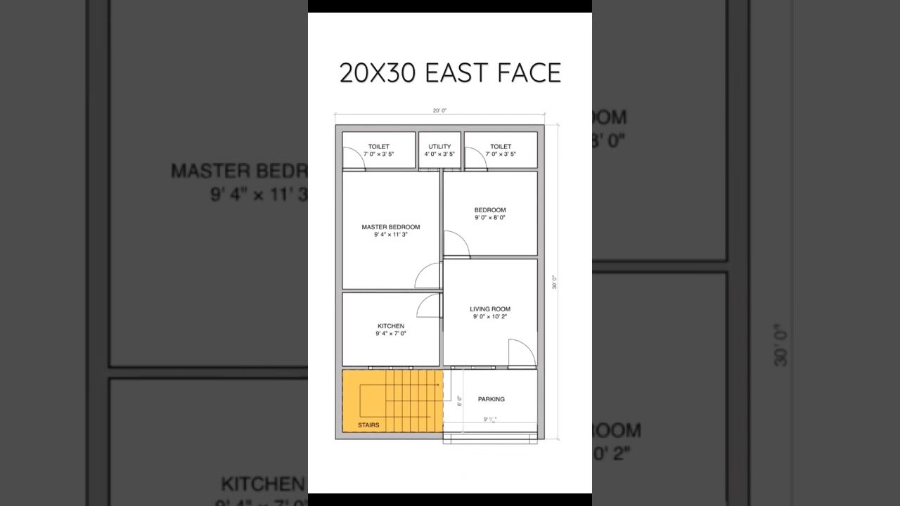 20x30 East Face 2BHK Vastu House Plan 🏡