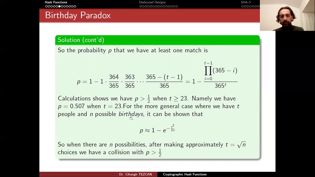 Cryptographic Hash Functions & Birthday Paradox