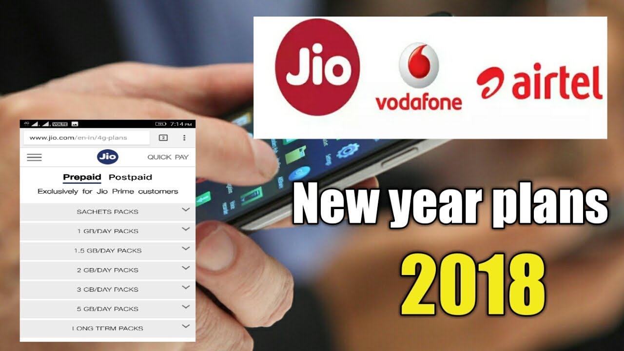 Jio vs Airtel vs Vodafone: New Year Plans 2018 🎉