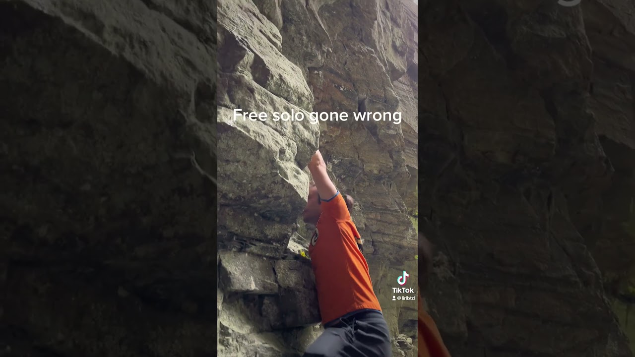 Free Solo Climber Freaks Out at Worst Moment 🚫