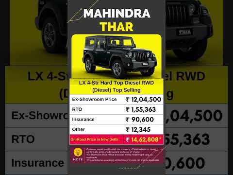 Mahindra THAR LX 4-Str Hard Top Diesel RWD Top Selling On Road Price June 2023 | CarLenaHai
