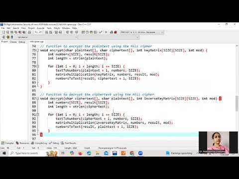 6 Hill cipher 'c' implementation