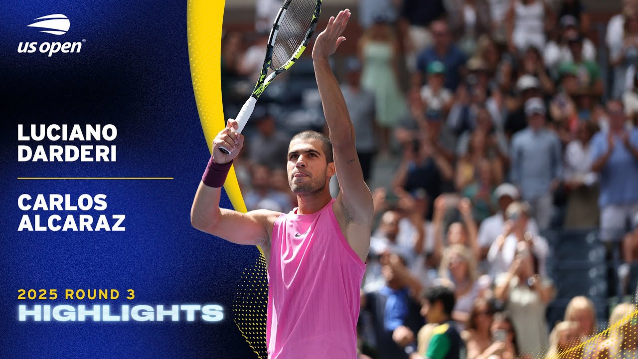 Luciano Darderi vs. Carlos Alcaraz | Exciting 2025 US Open Round 3 Highlights 🎾