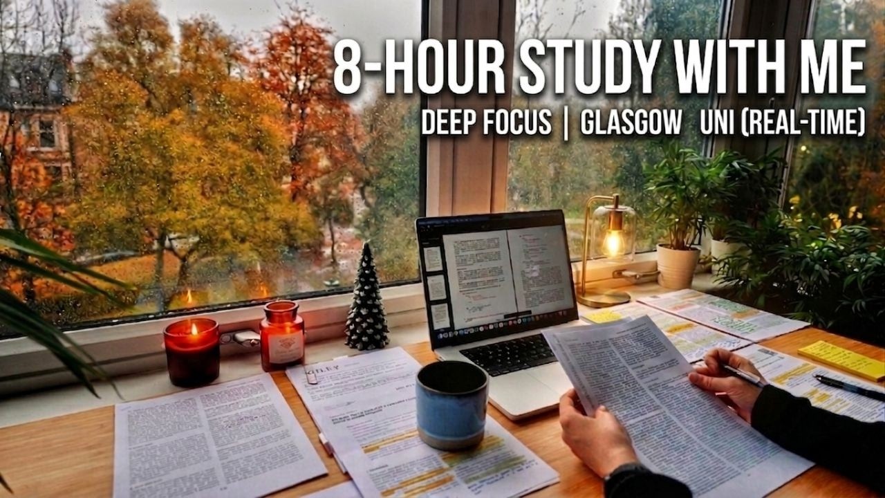 8-Hour Rainy Day Study Session in Glasgow 🌧️