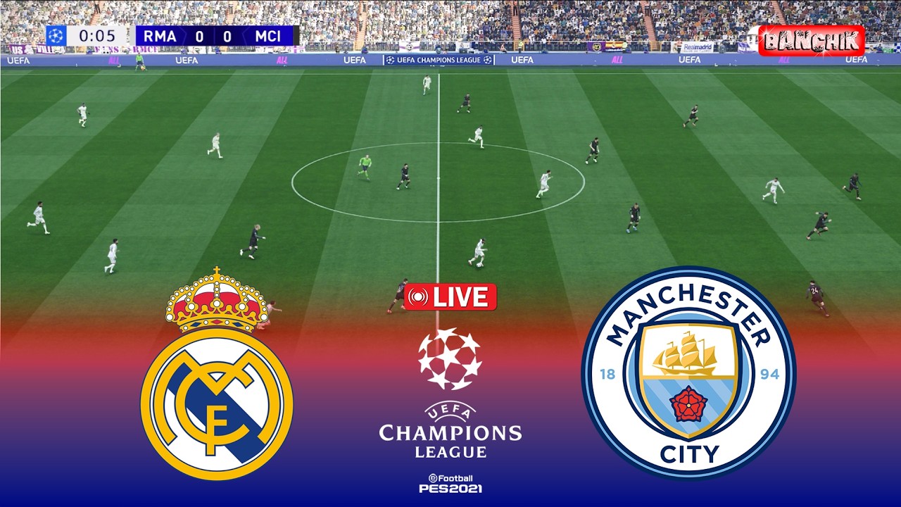 🔴LIVE : Real Madrid vs Manchester City - UEFA Champions League 2026 | Pes 21 Simulation Gameplay