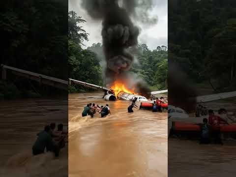 Fictional Aircraft Crash Amid Flood waters #fypyoutube #viral #disaster #flood #military #automobile