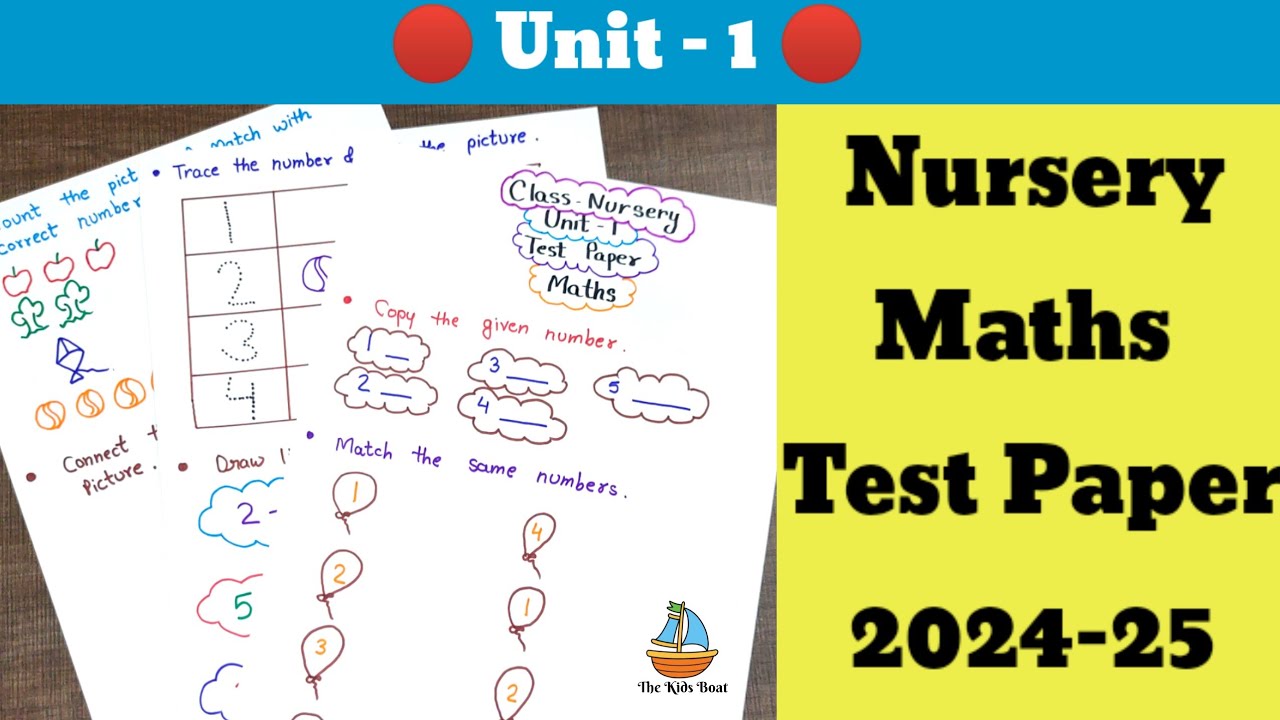 Nursery Maths Test Paper & Worksheet 2024-25 🧮 | Fun Math Practice for Kids