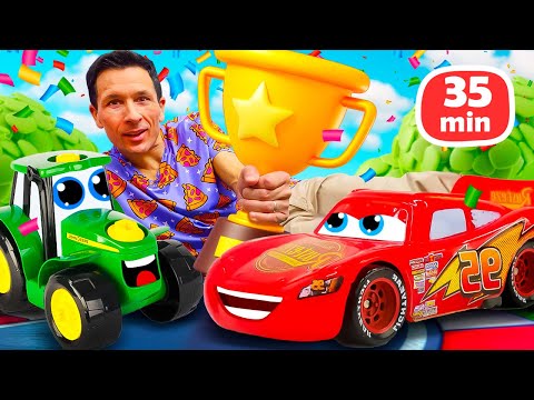 Fred et Johnny le tracteur : une équipe de rêve !🚜✨Jouons avec des voitures !