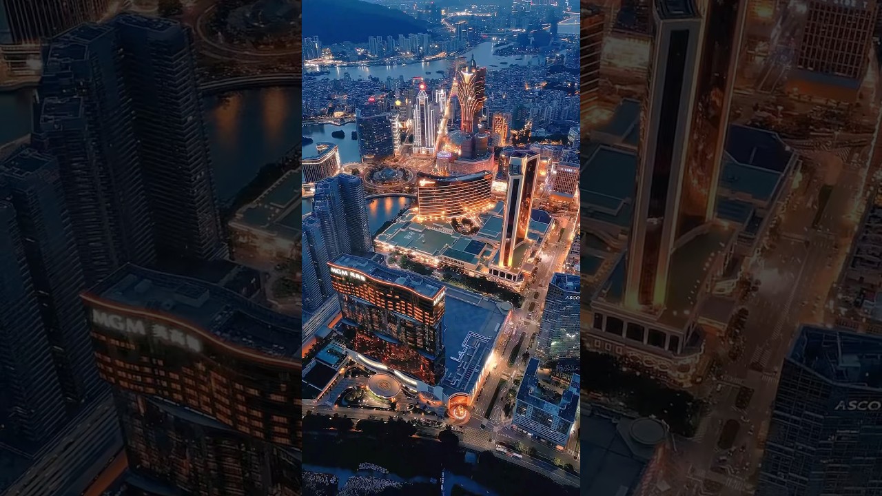 Macau, China #china #travel #drone #skyline #ytshorts #macau #skyscraper #cityscape #city 