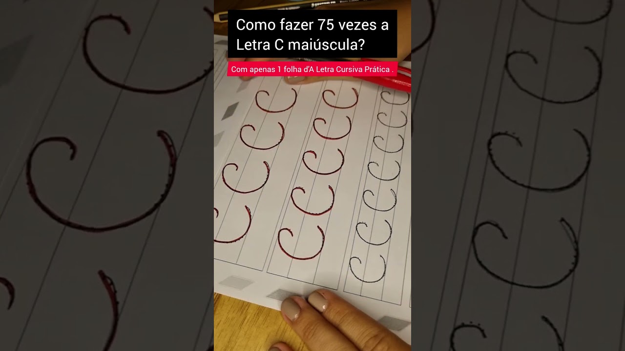 Letra C maiúscula 75 vezes em uma única folha | A Letra Cursiva Prática