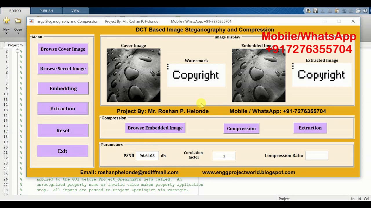 DCT-Based Image Steganography and Compression MATLAB Project with Source Code