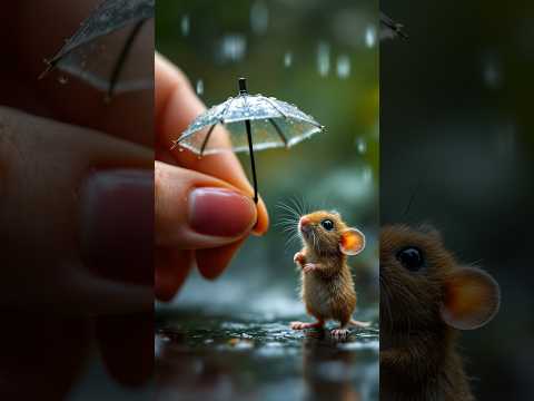 Always help animals. #shortsfeed #viralvideo #mouse #mice #rat #rats #rain #umbrella #rainyday #cute