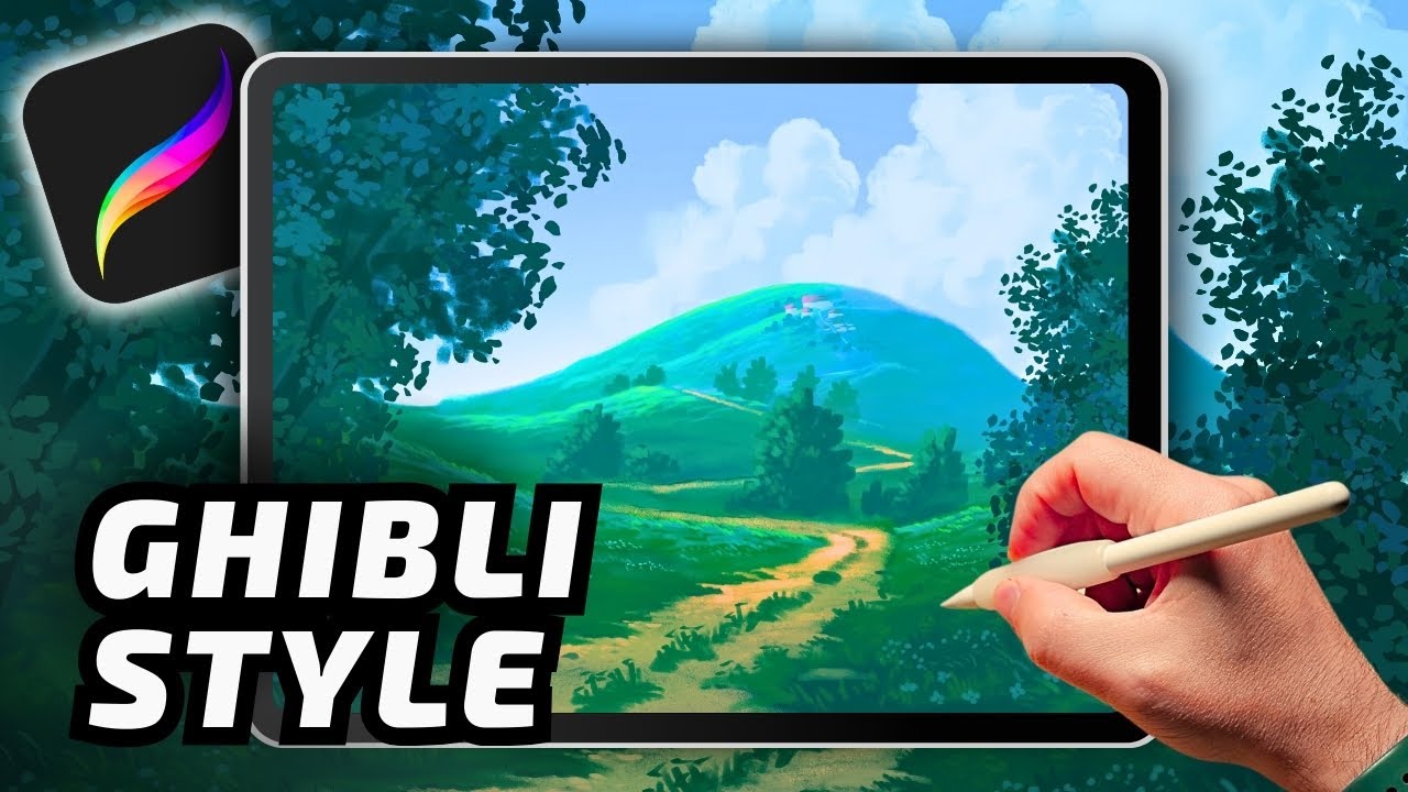 Procreate Landscape Drawing in Ghibli Style π¨