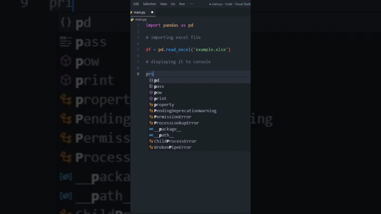 Importing and Displaying Excel Files with Pandas in Python