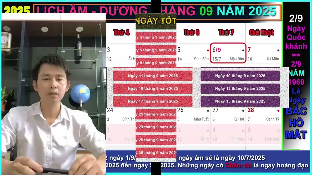 Lịch Dương, Vạn Niên và Âm Năm 2025: Chi Tiết Tháng 9 và Tháng 7-8 📅