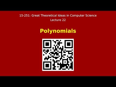 Great Ideas in Theoretical Computer Science: Polynomials (Spring 2015)
