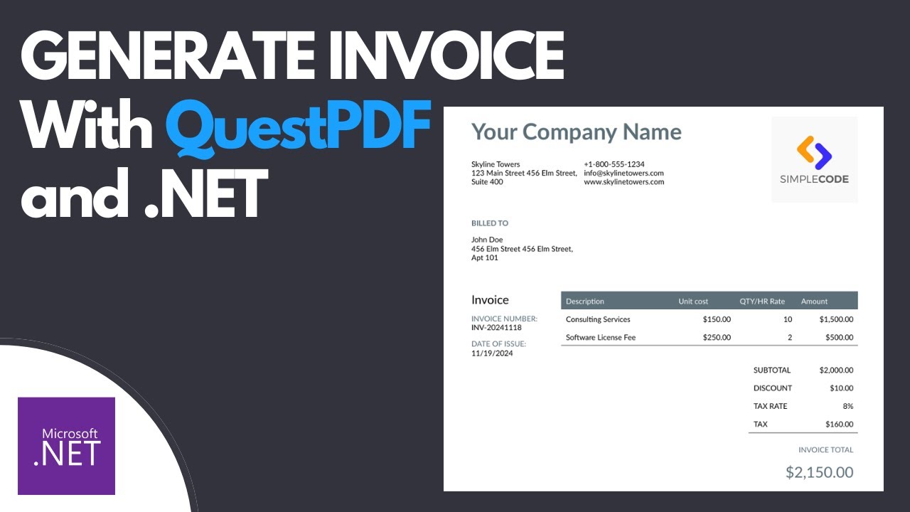 Create PDF Invoices with QuestPDF & .NET | C#