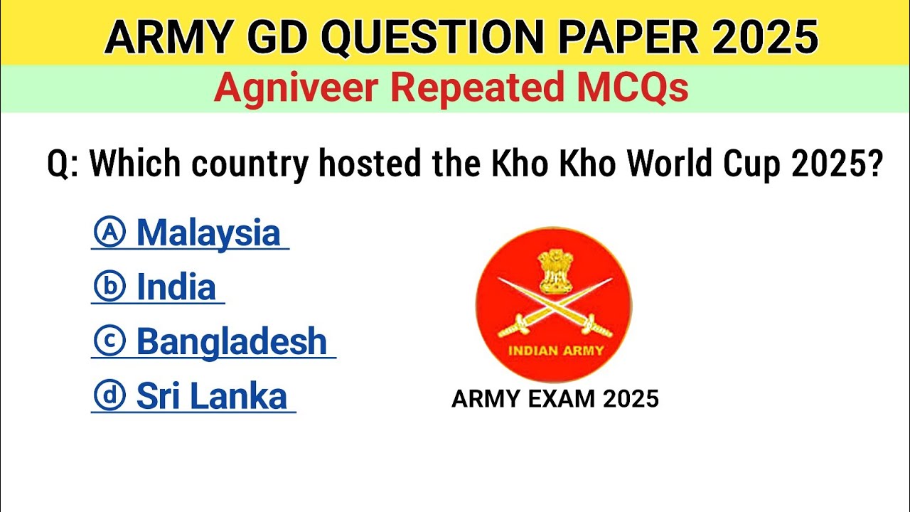 Army Bharti 2025 & GD Previous Year Question Paper 📄