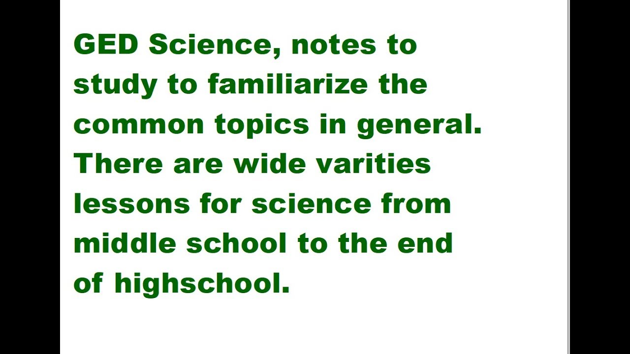 GED Science Notes|Study Lessons in General