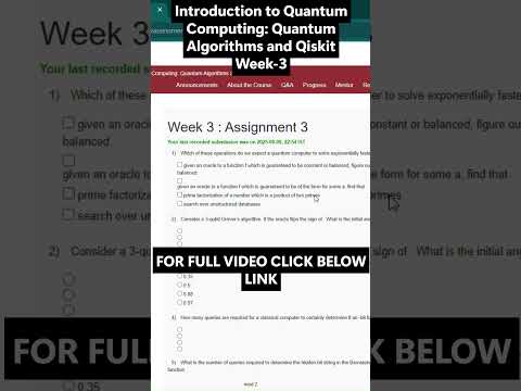 NPTEL Introduction to Quantum Computing: Quantum Algorithms and Qiskit Week 3 Assignment Answers