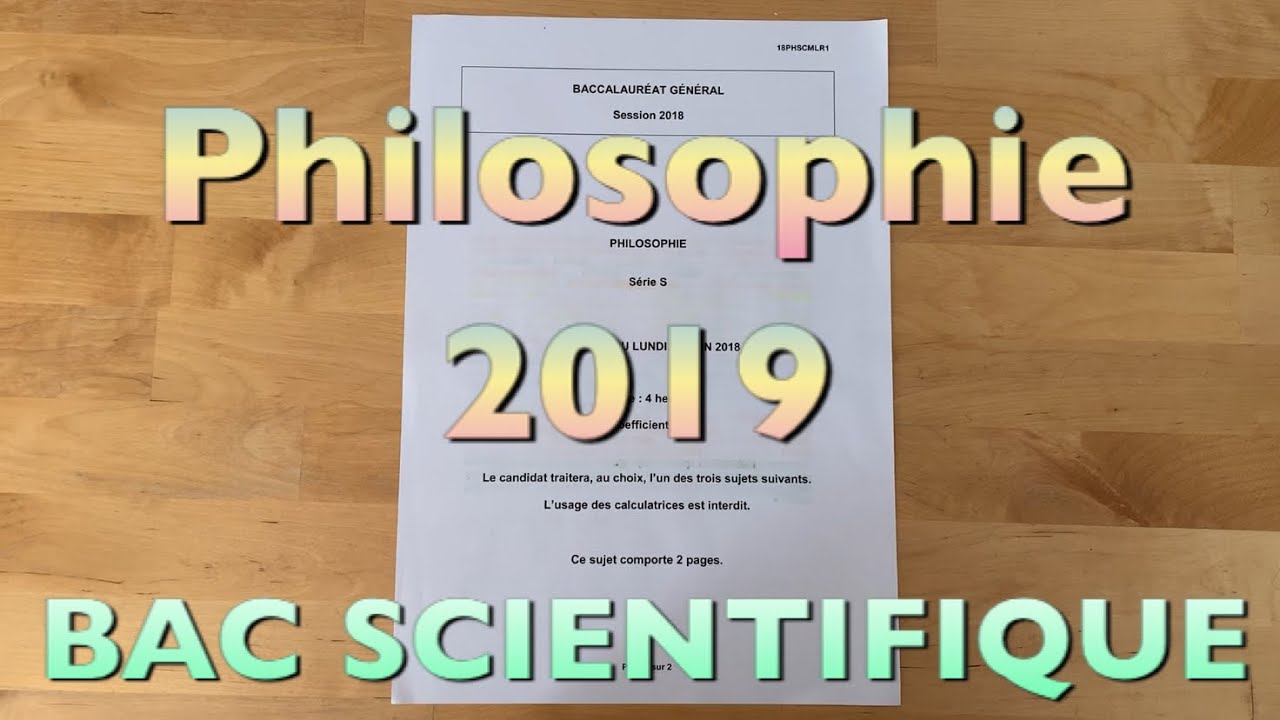 Sujet Philosophie 2019 Bac S 📚