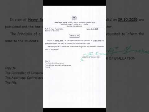 JNTUA, Ananthapurmu – Date 29.10.2025 – Postponed Circular from DE