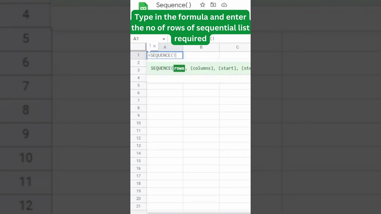 Create Sequential Numbers with Sequence() in Sheets & Excel