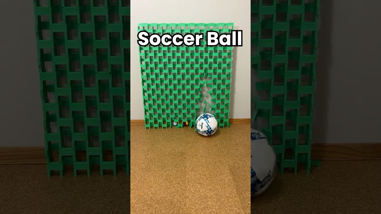 Small to Big Balls Topple Domino Wall ⚽