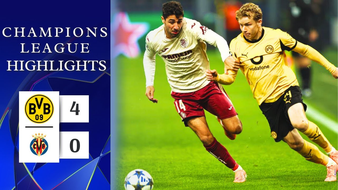 Dortmund Dominates Villarreal 4-0 | UCL Highlights ⚽