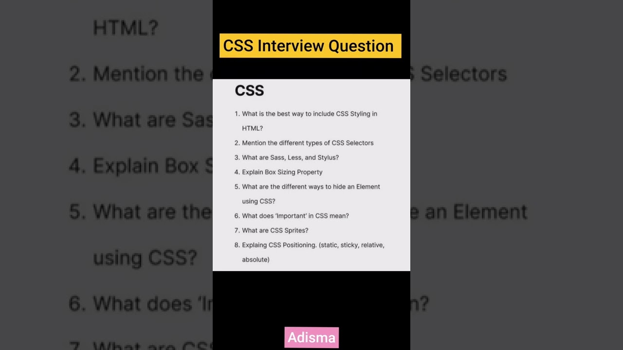 CSS Interview Questions & Properties | Adisma