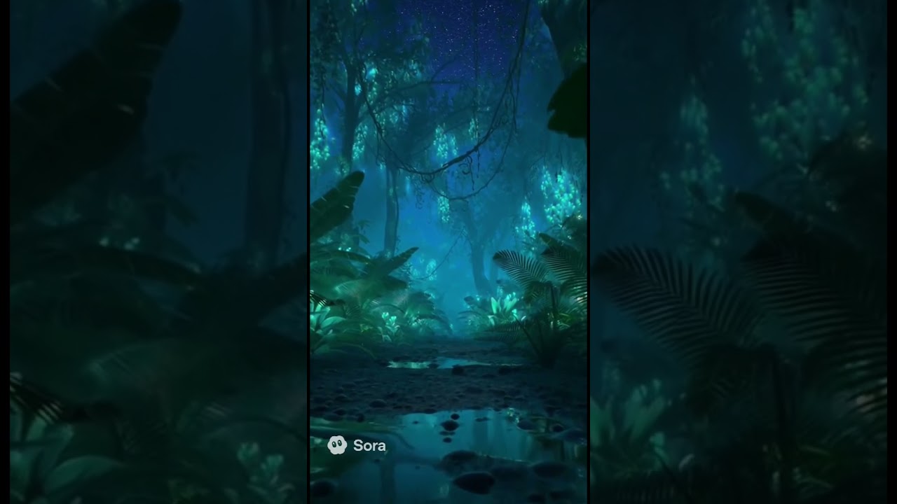Explore a Stunning Bioluminescent Jungle at Night ✨