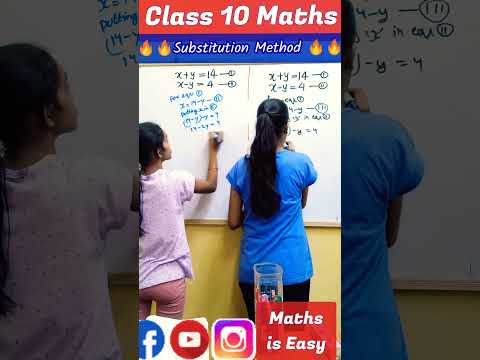 Class 10 Maths Pair Of Linear Equations In Two'Variables | Substitution Method #fun #shorts #maths