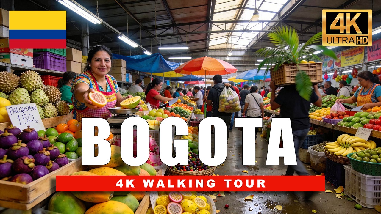 Bogotá Fruit Market Walking Tour 4K 🇨🇴 — Inside Colombia’s Most Colourful Market
