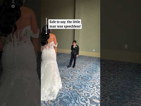 "Heartwarming first look: Bride and 'bonus son' share emotional moment