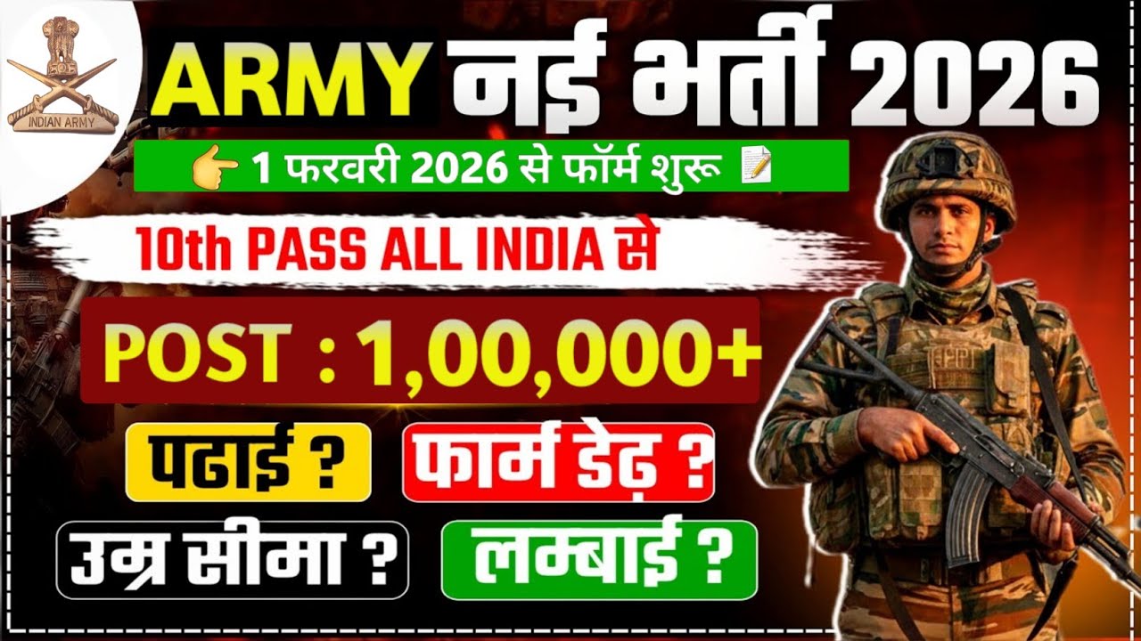 Army New Recruitment 2026: Forms Open from Feb 1 🪖
