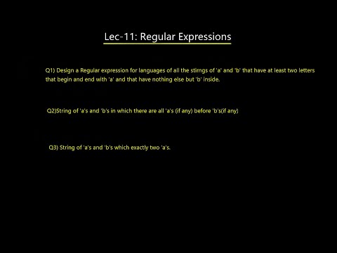 Lec-11: Regular Expressions in Automata (part 1), How to Make RE, Examples| Question Solved