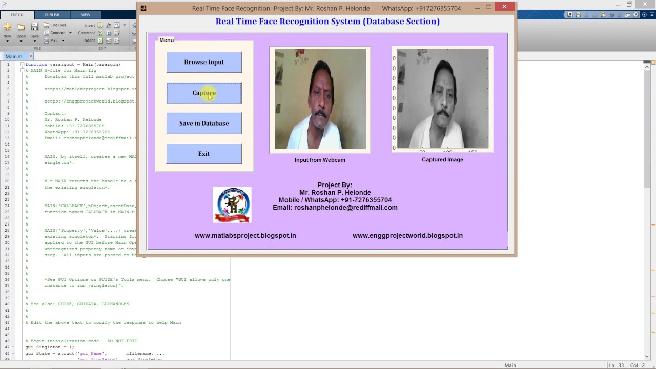 Real Time Face Recognition Using Image Processing Matlab Project Code