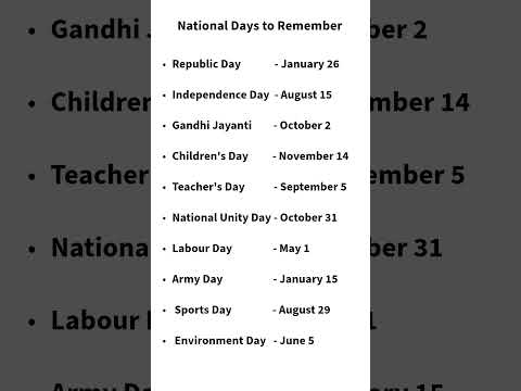 National Days to Remember