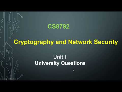 CS8792 | Cryptography and Network Security | CNS | Unit 1 | Part A | Part B | University Questions