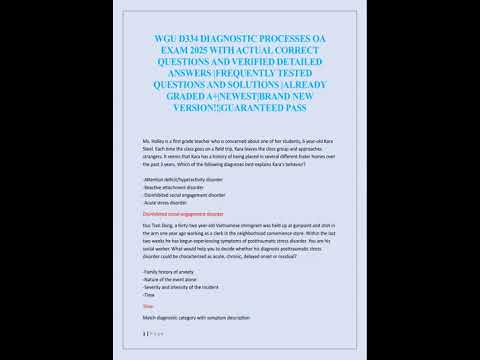 WGU D334 Diagnostic Processes OA Exam 2025 Answers π