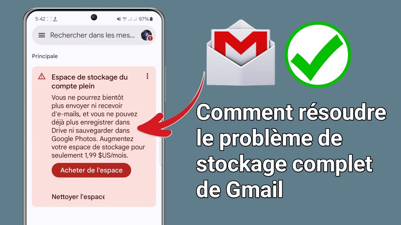 Réparer Le stockage du compte Gmail est plein, vous ne pourrez peut-être pas envoyer ou recevoir de