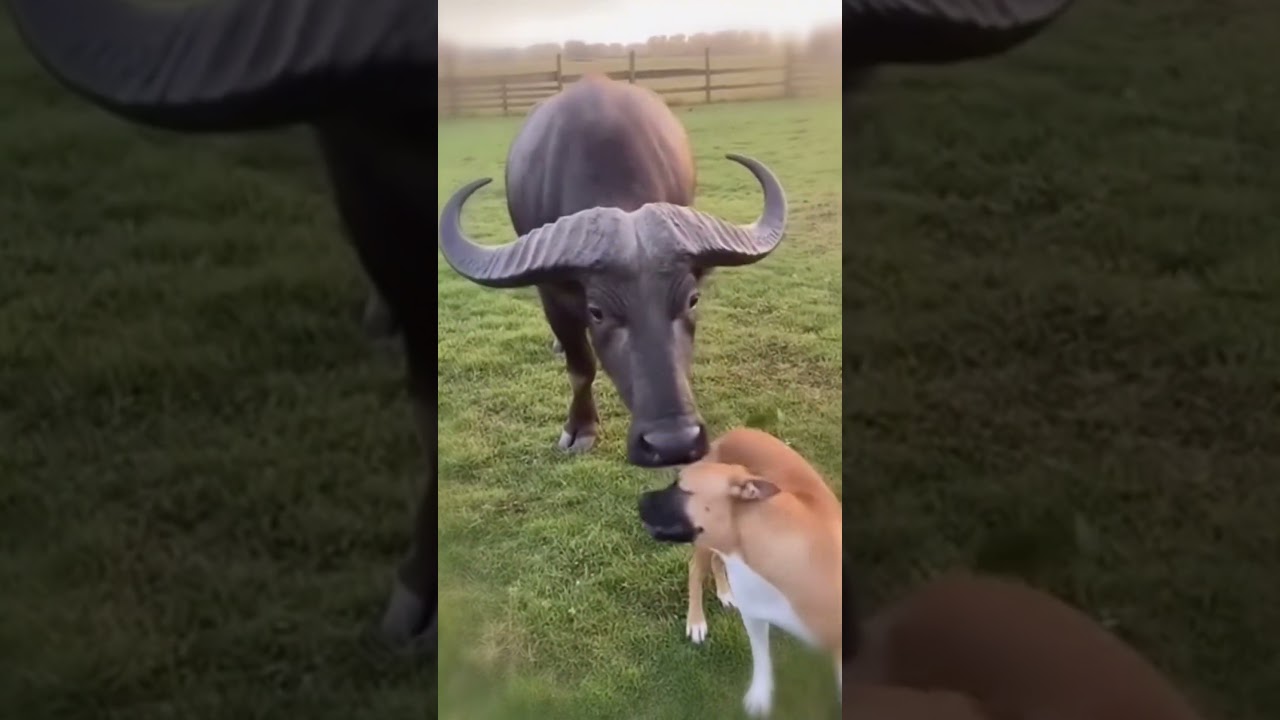 Dog and Water Buffalo's Heartwarming Bond 🐶🦬