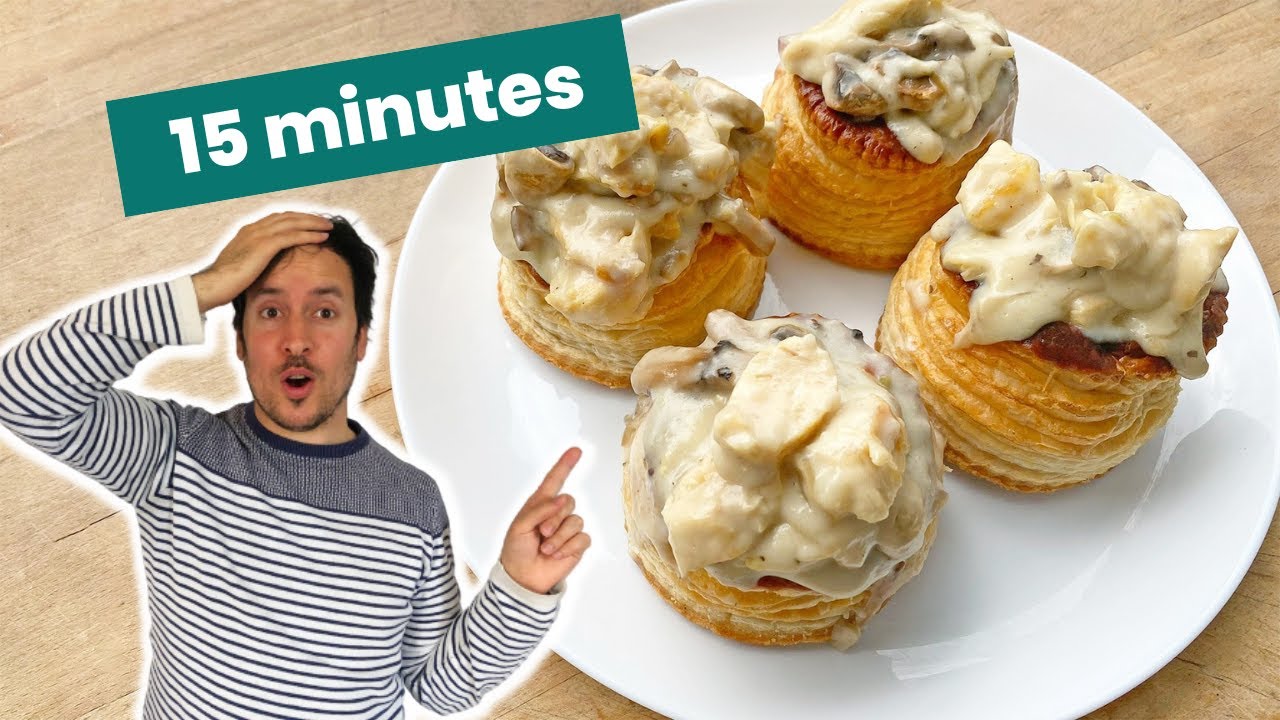 Bouchées à la reine en 15 minutes chrono - Recette express au poulet et aux champignons