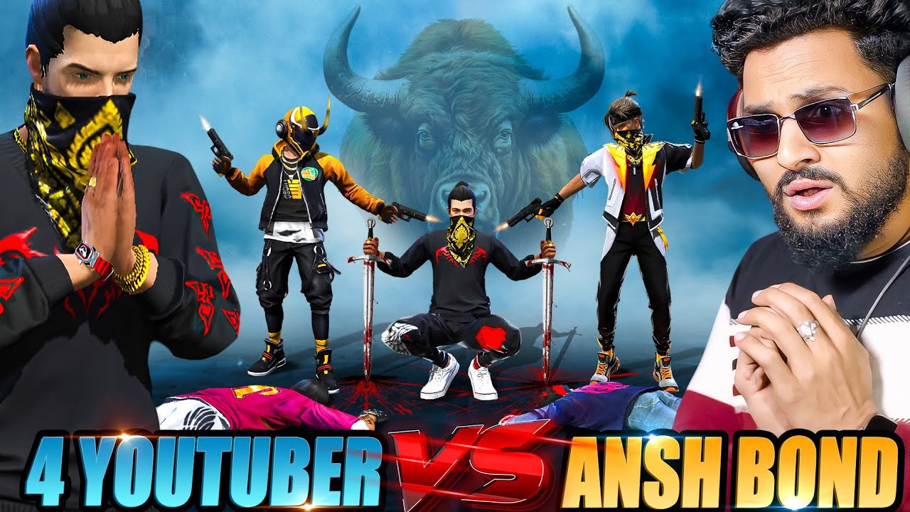 4 Top 4 YouTubers vs Ansh Bond in BR Rank 😱