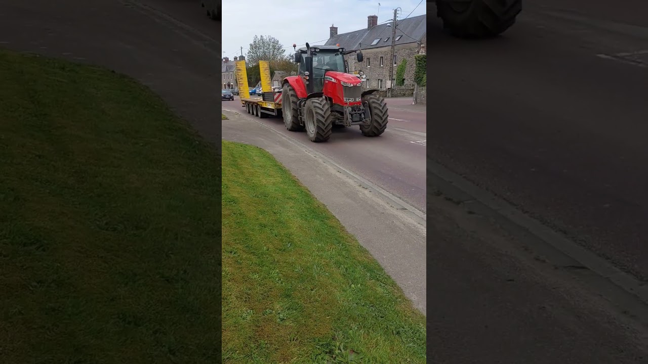 Massey Ferguson 7620 et porte engin 4 essieux #massey #masseyferguson #tracteur