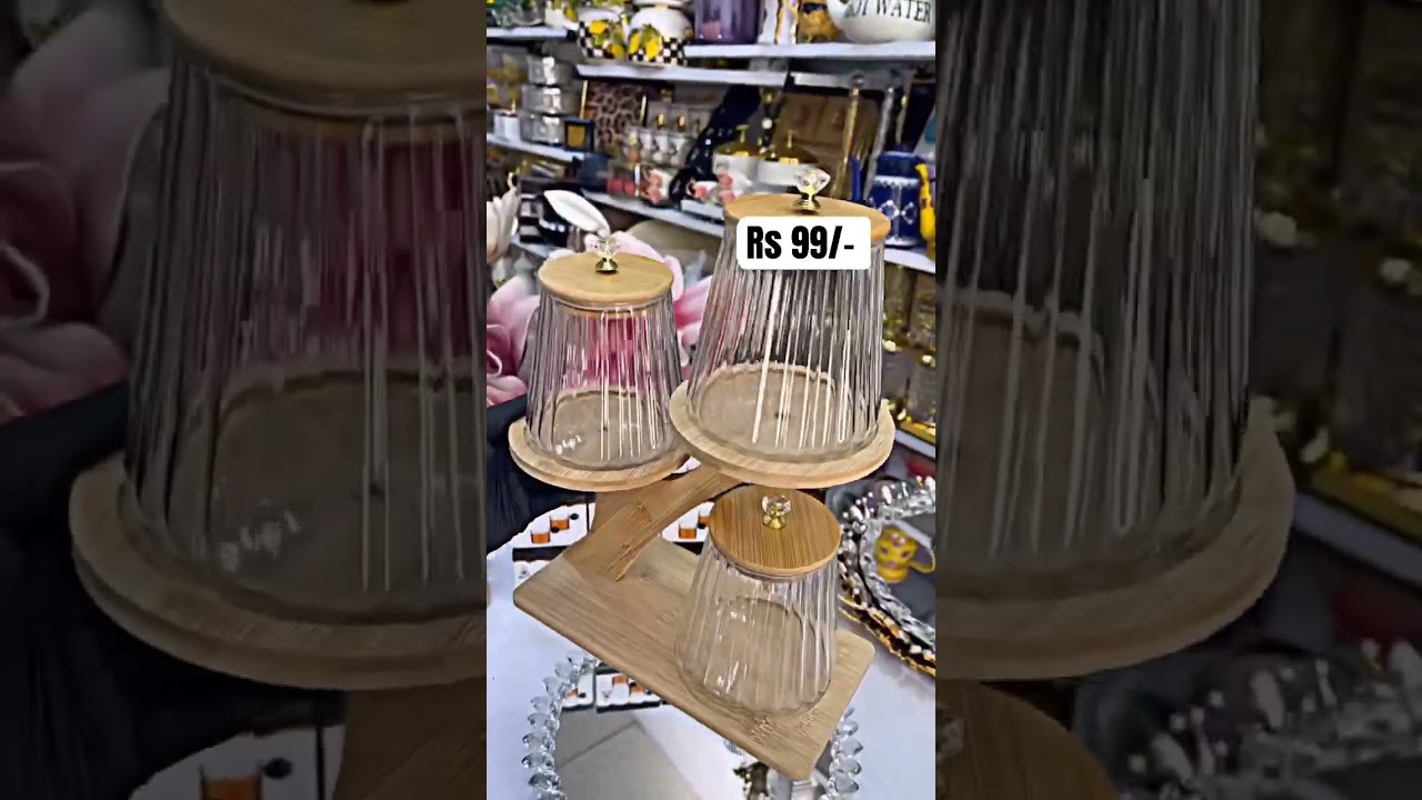 Stylish Glass Storage Jar with Wooden Rack – Perfect for Your Kitchen! 🥣