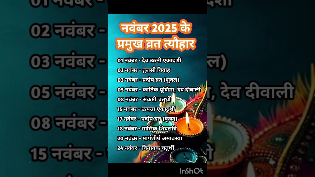 नवंबर 2025 के सभी व्रत और त्योहार: हिंदू कैलेंडर 🚩